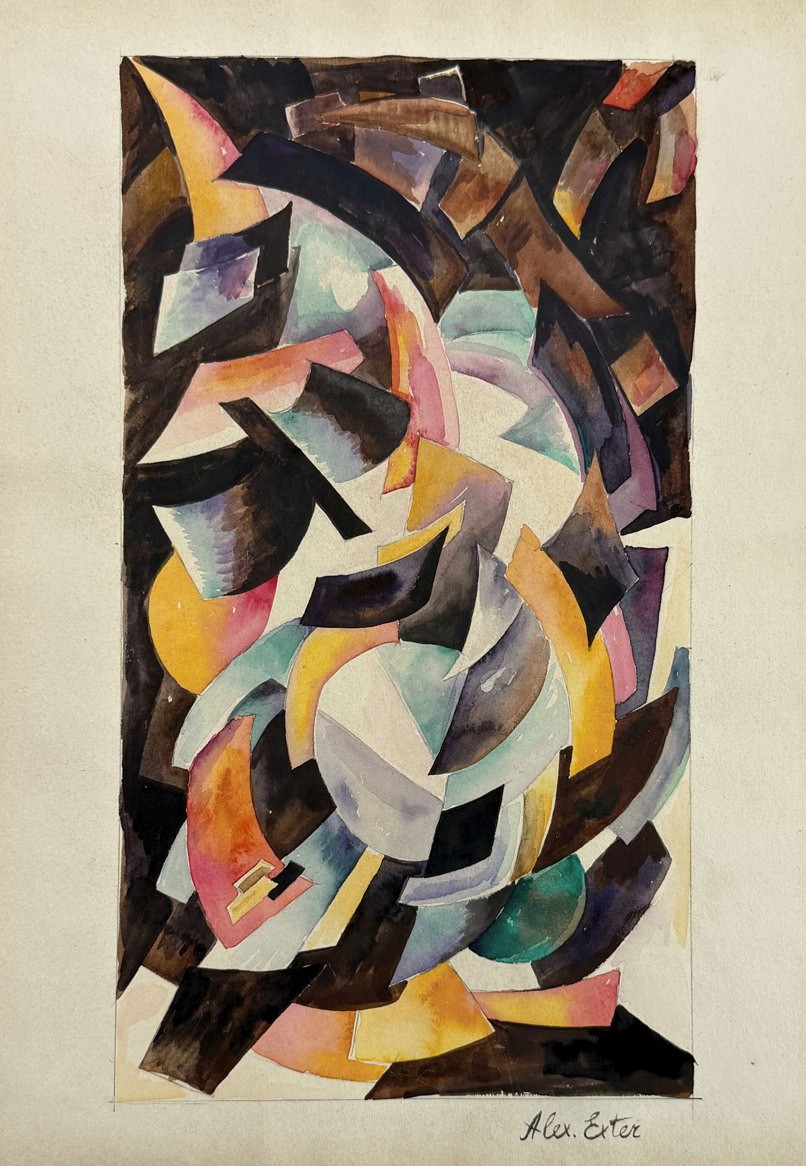 Alexandra Exter (1882-1949), Cubist Composition: Alexandra Exter (1882-1949), Cubist Composition Gouache and on paper Signed lower right Dimensions: 38 × 27 cm Provenance: From