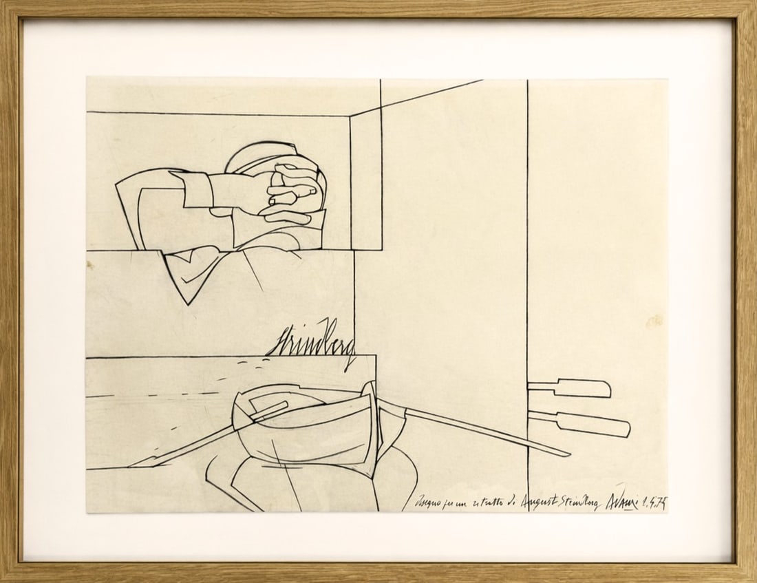 Valerio Adami (b 1935), Italy, “Boat: Valerio Adami (b 1935), Italy, “Boat” Pencil on paper Signed and dated 02/04/1975 (lower right) Dimensions (including frame):59x47cm Dimensions (excluding frame):47.5x36.5cm </