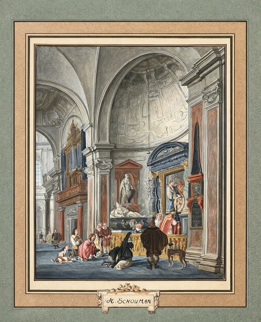 Aert Schouman (1710–1792), Interior of a Baroque Church (1 of 2)