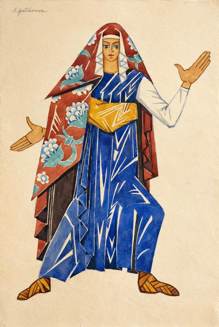 Natalia Goncharova (1881-1962), Theatrical Costume Design: Natalia Goncharova (1881-1962), Theatrical Costume Design Gouache on paper Signed upper left Dimensions:62.2 x 43.5 cm