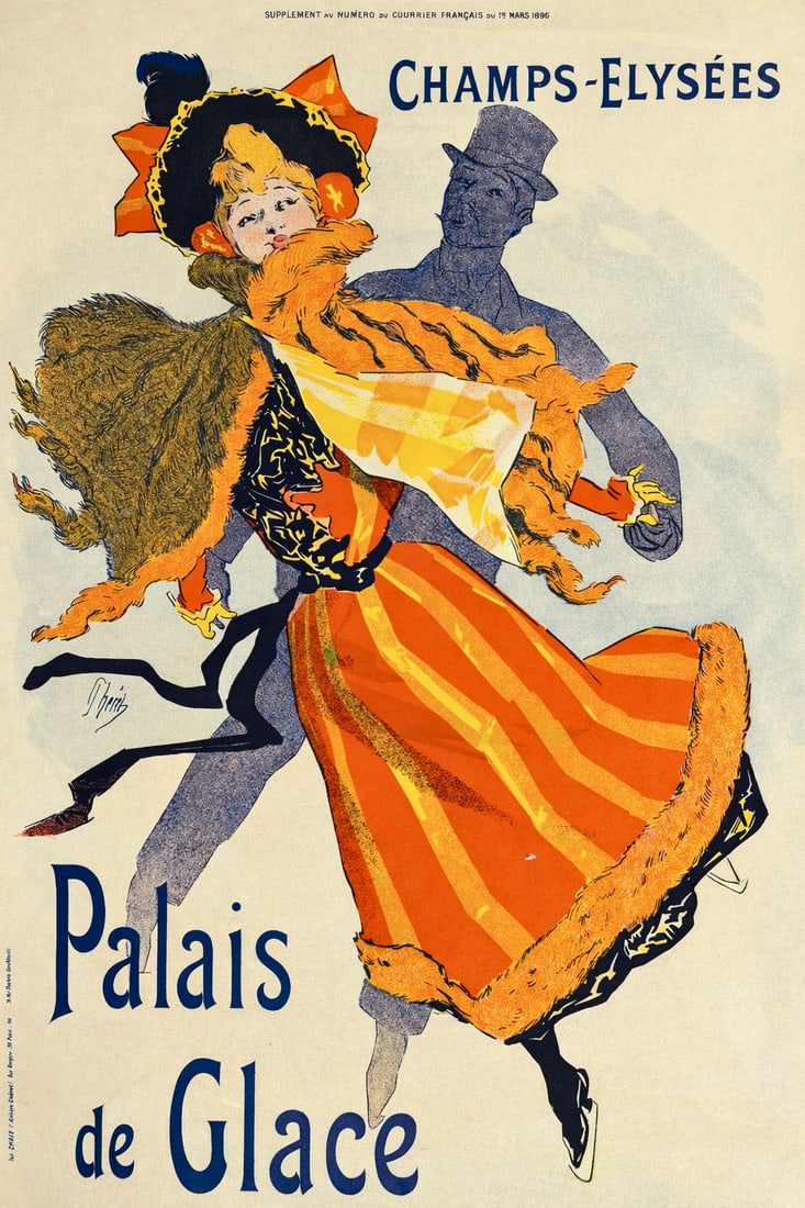 Henri de Toulouse-Lautrec (1864-1901) Jules Cheret Antique Poster "Palais de Glace" 1896 (1 of 2)