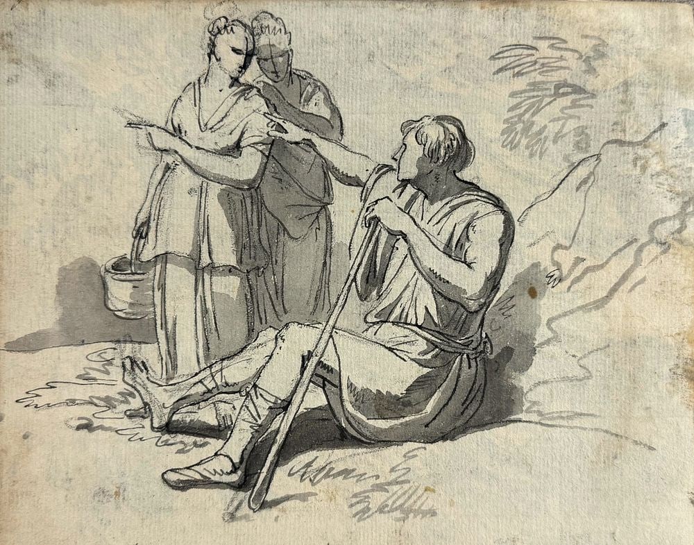 Jean-Antoine Constantin d’Aix( 1756-1844), Classical Genre Scene with Three Figures (1 of 2)