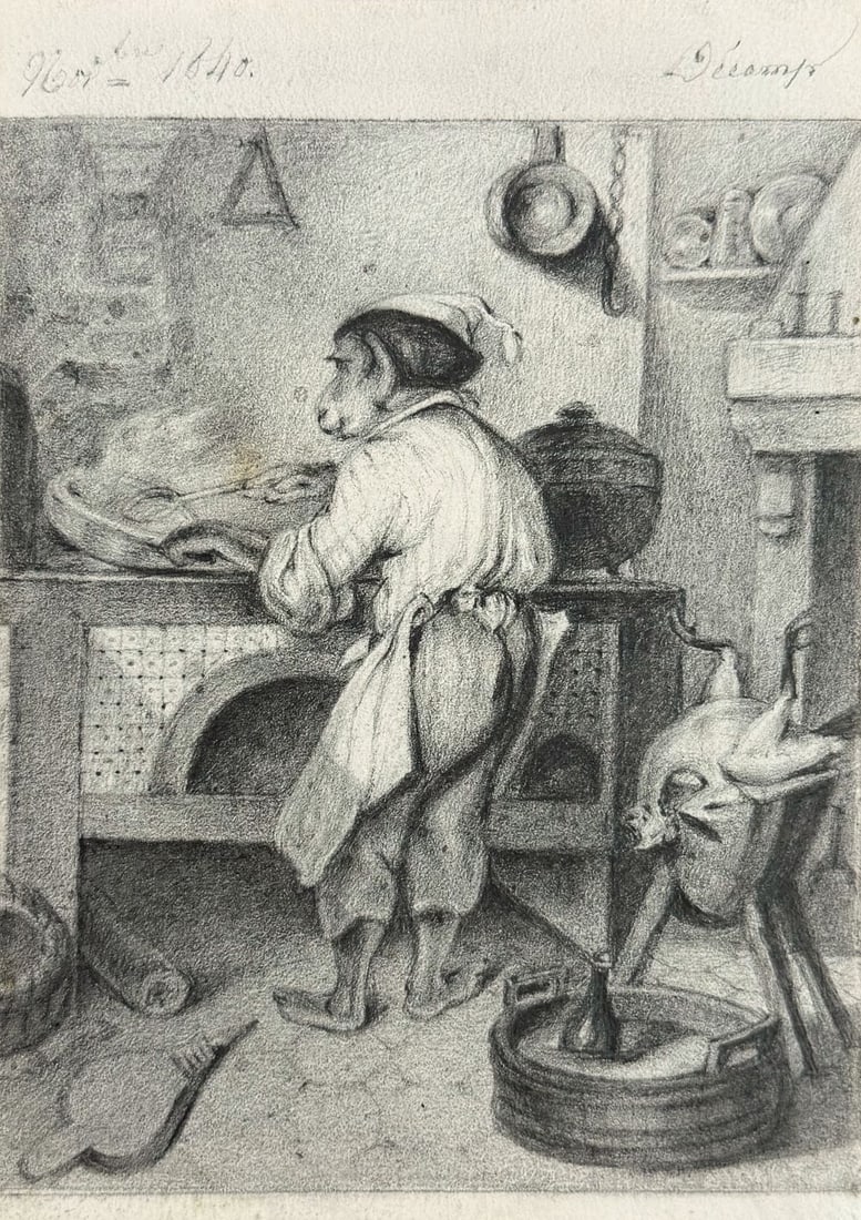 Jean-Baptiste-Simeon Chardin (1699-1779), Interior Scene: Jean-Baptiste-Simeon Chardin (1699-1779), Interior Scene Graphite on paper Signed on the reverse Dimensions:15.6 x 11.3 cm Provenance: Private collection of Jean-Philippe Gueant, France 