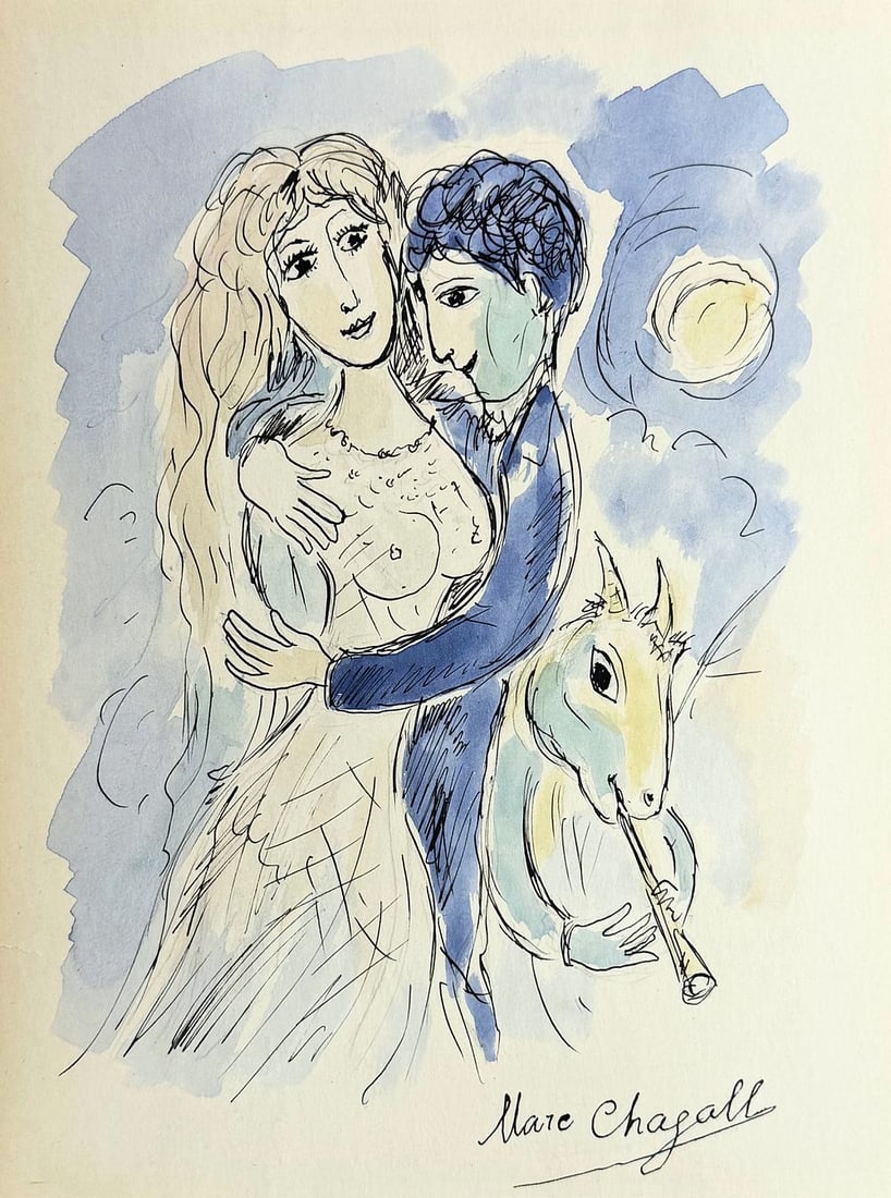 Marc Chagall (1887-1985): Marc Chagall (1887-1985) Watercolor and ink on paper Signed lower right Dimensions:27.5 x 21 cm Provenance: Private Collection Condition: For a detailed c