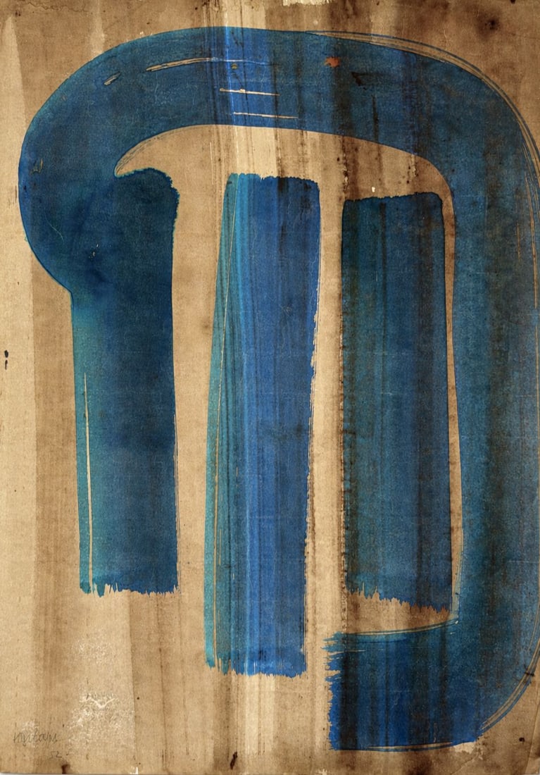 Pierre Soulages (1919–2022) Composition: Pierre Soulages (1919–2022)Composition Mixed media on paper Signed and dated 52 lower left Dimensions :58 x 43cm Provenance: Private Collection, Xavier Renom de la Baume (Pari