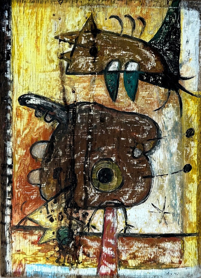 Joan Miro (1893-1983), Spain, Untitled Composition: Joan Miro (1893-1983), Spain, Untitled Composition Oil on wood Signed lower right Dimensions:31.5 x 22.5 cm Provenance: Privet collection , Tel Aviv