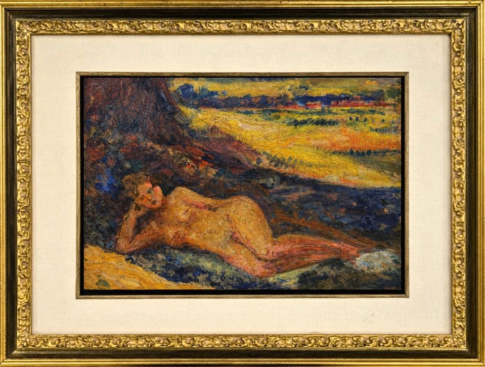 Henri Manguin (1874-1949), Figure couchée au paysage: Henri Manguin (1874-1949), Figure couchée au paysage Oil on Panel Dimensions (including frame): 56.5 x 49 cm Dimensions (excluding frame): 33 x 25.5 cm Provenance: Belong
