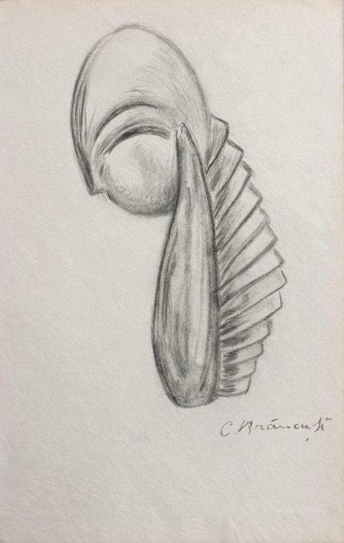 Constantin Brancusi (1876-1957), Abstract Head: Constantin Brancusi (1876-1957), Abstract Head Graphite on paper Signed lower right Dimensions: 32 x 21 cm Provenance: Private Collection, Xavier Renom de la Baume (Paris)