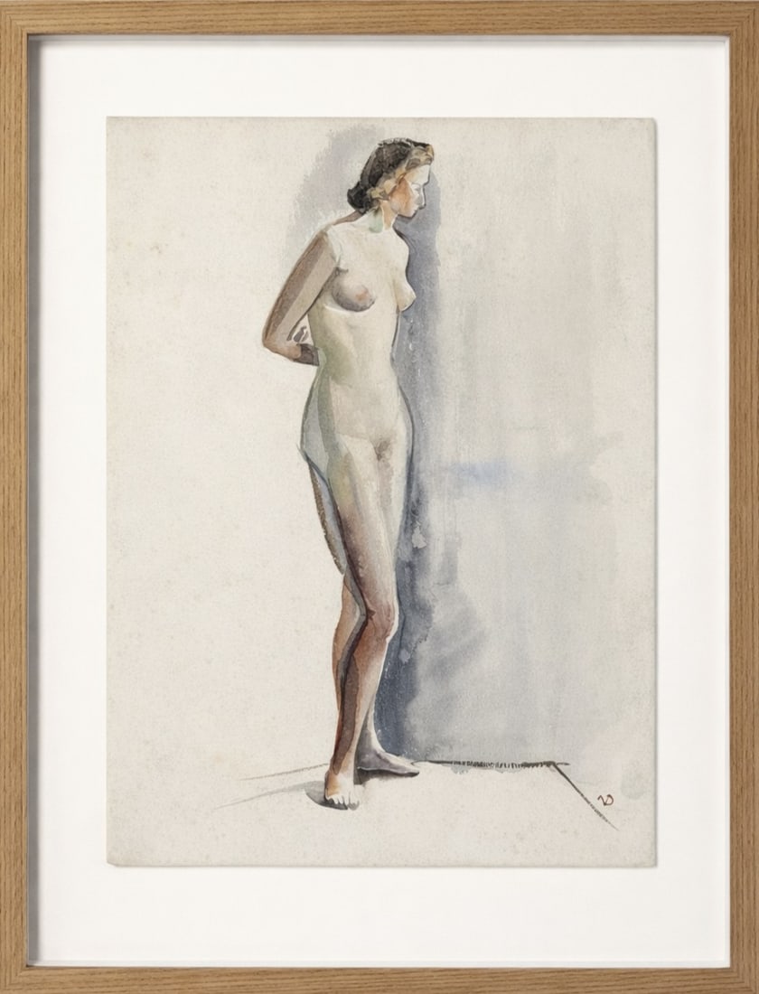 Ivan Hitchens (1893-1979), Untitled (Standing Figure Study): Ivan Hitchens (1893-1979), Untitled (Standing Figure Study) Watercolor on paper Signed lower right Dimensions (including frame): 46 x 38cm Dimensions (excluding frame): 35 x 26.5 cm <