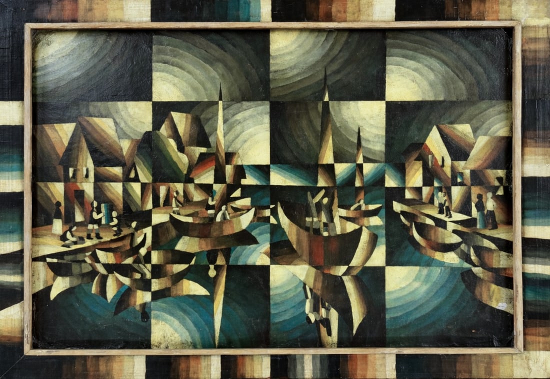 Arthur Segal (1875-1944) “Port?? (1918-1921): Arthur Segal (1875-1944)“Port” (1918-1921) Oil on board Unsigned Dimensions: 92 × 75 cm Provenance: Privet collection , Te