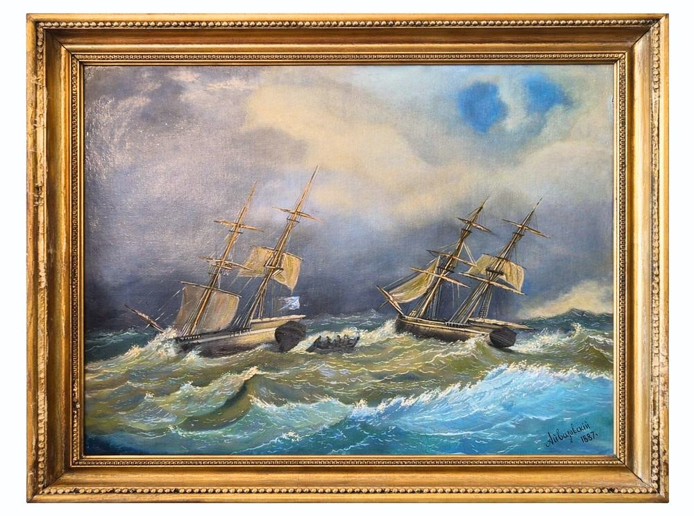 Ivan Konstantinovich Aivazovsky (1817-1900), Ship in Rough Seas (1 of 3)