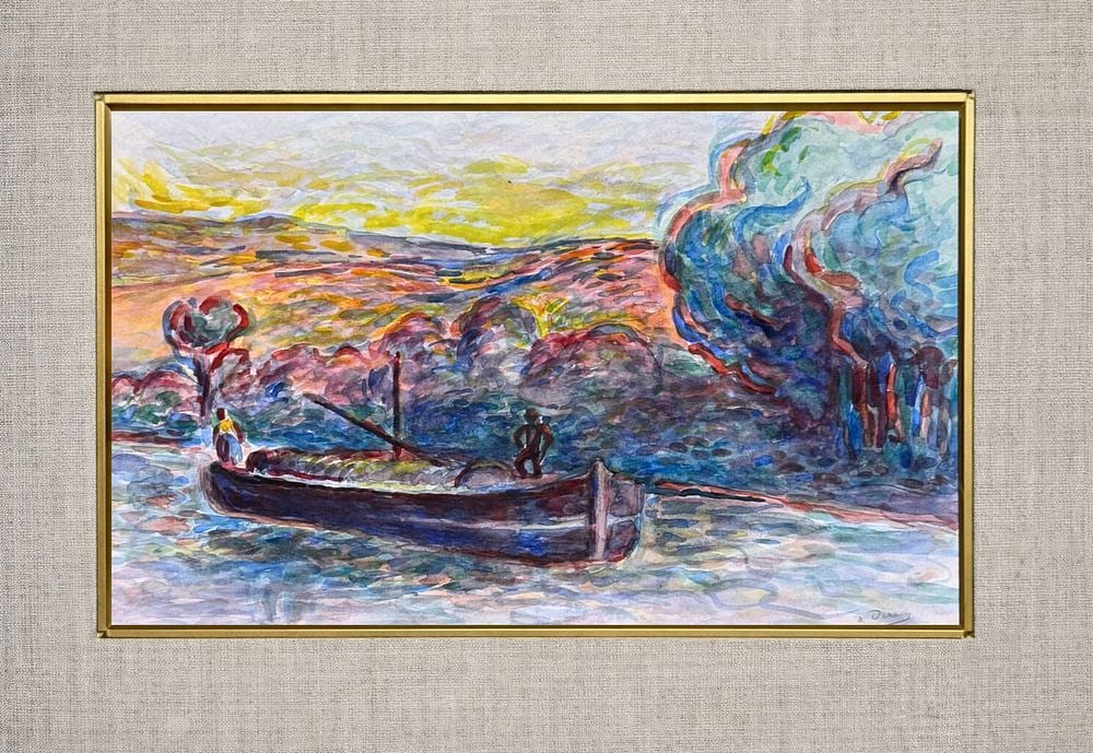 Attributed to Andre Drane (1920-1996), Boat on the River at Sunset (1 of 3)
