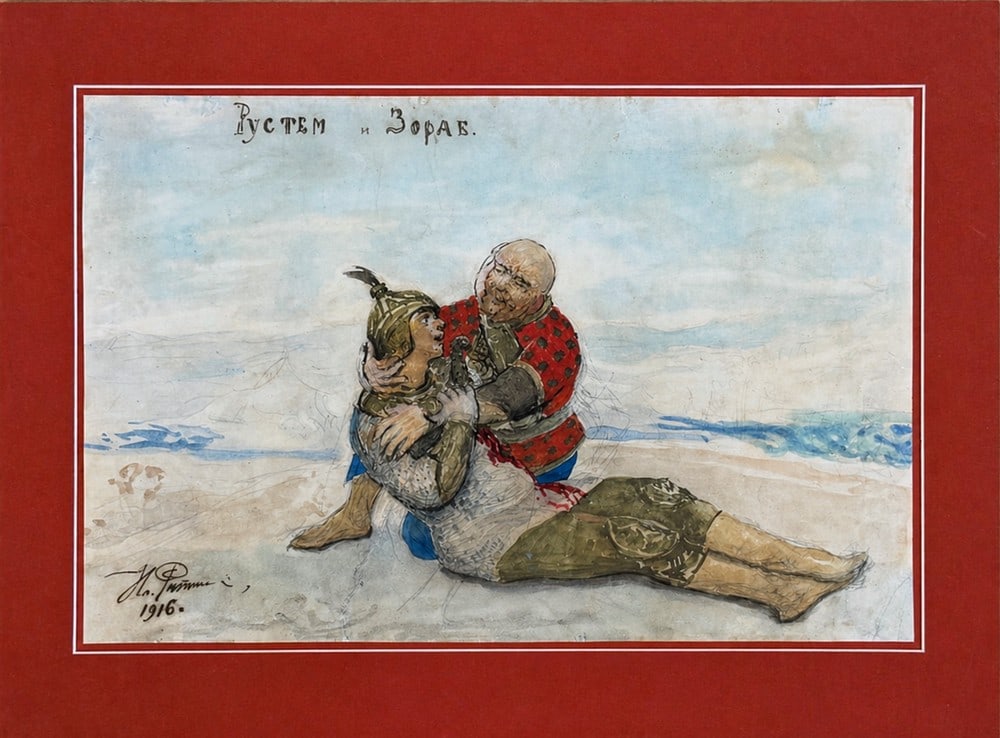 Ilya Efimovich Repin (1844-1930), â€?Rustem and Sohrabâ€?, 1916 (1 of 3)