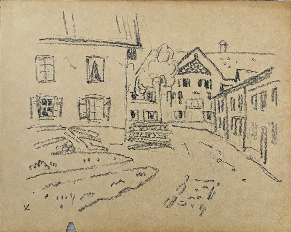 Wassily Kandinsky (1866-1944), Street in Murnau: Pencil on paper Signed lower left. Dimensions: 20.3 x 25.6 cm Provenance: From the collection of Olivia Amar (Estate of Omer Albert), inherited from her late husband in 1999;