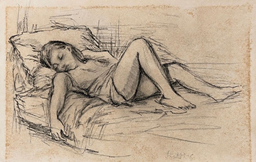 Balthus (Balthasar Klossowski de Rola, 1908â€“2001) Reclining Female Figure (1 of 2)