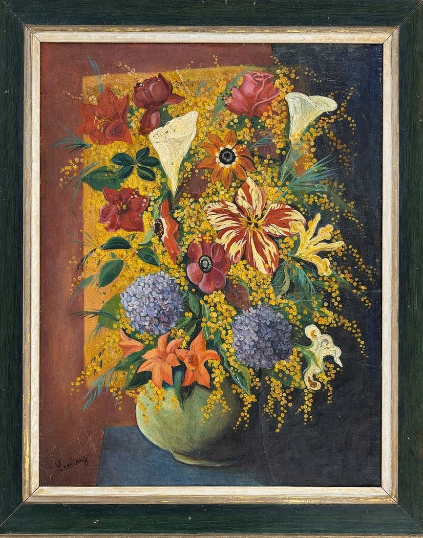Moise Kisling (1891-1953), Still Life with Flowers Signed and attributed: Oil on canvas Signed lower left Dimensions (including frame):76 x 66 cm Dimensions (excluding frame):60 x 50 cm Provenance: Privet collection of Om