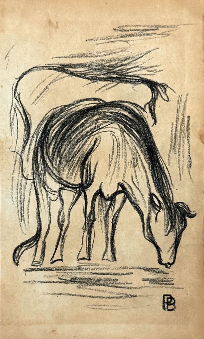 Pierre Bonnard (1867-1947), Etude de cheval: Charcoal on paper Signed lower right Dimensions: 12.5 x 21 cm Provenance: Acquired directly from the artist by Mr. Henri Dauberville. Thereafter transferred to Mr. B. Ell