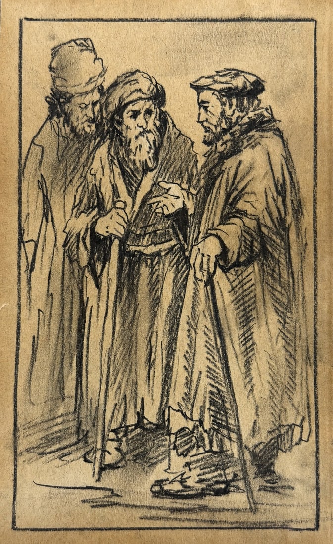 Attributed to Rembrandt van Rijn (1606â€“1669), Study of Three Figures (1 of 2)