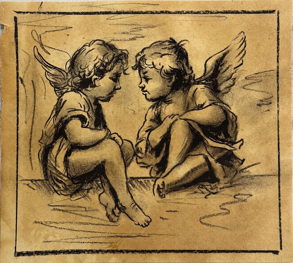 Attributed to Rembrandt van Rijn (1606â€“1669), Study of Two Angels (1 of 2)