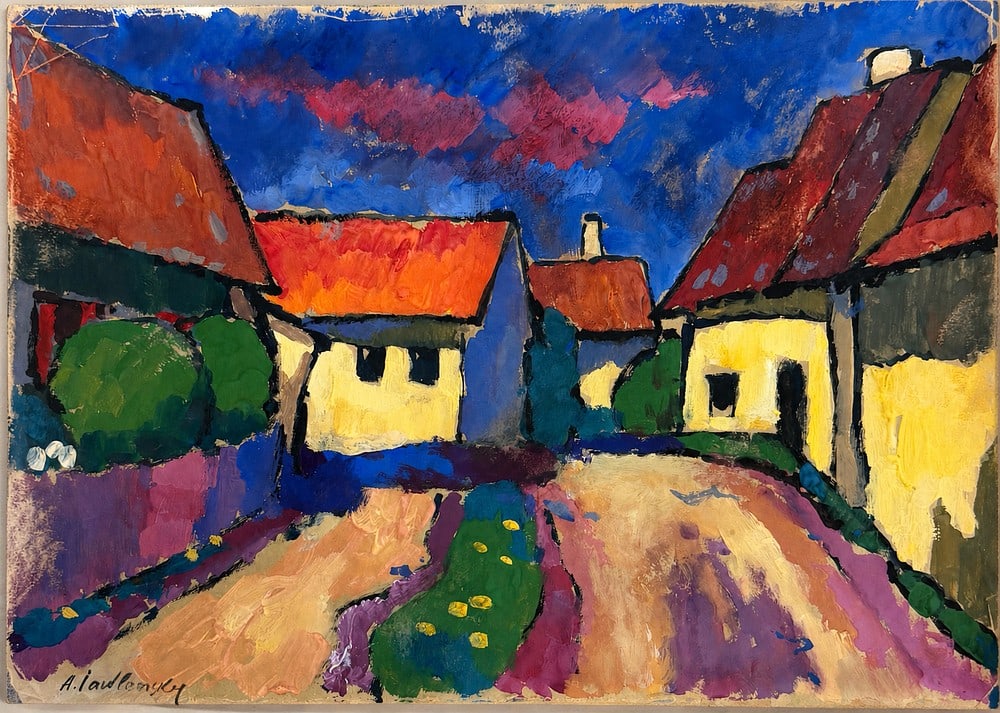 Alexej von Jawlensky (1864-1941), Village in Murnau: Gouache on paper Signed lower left Dimensions:25.5x 36 cm Provenance: Private collection of Joseph Katzenberg (b. 1901, Lithuania), owner of an art gallery established together w