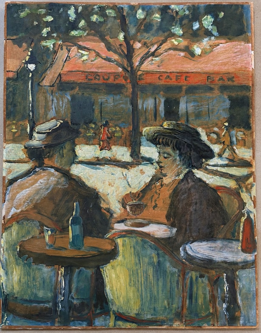 James Wilson Morrice (1865â€“1924), La Coupole: Mixed media on paper laid down on cardboard Inscribed on the reverse Dimensions:48.5x63.5cm Provenance: Private collection, Tel Aviv Condition: For a detai