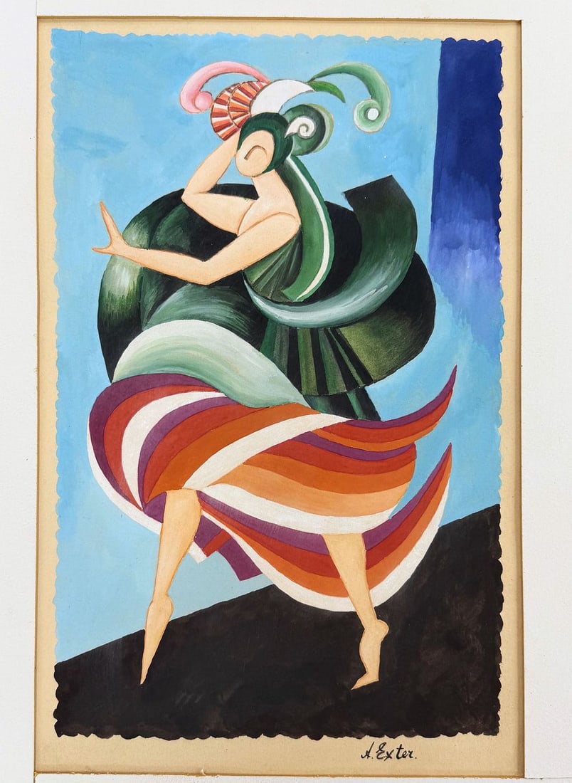 Alexandra Exter (1882-1949), Theatrical Dancer: Gouache on paper Signed lower right Dimensions: 26.5 x 40.5 cm Provenance: Private collection of Joseph Katzenberg (b. 1901, Lithuania), owner of an art gallery established toget
