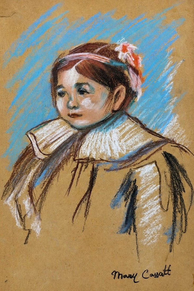 Mary Cassatt (1844-1926), Portrait of a Young Girl: Pastel and charcoal on paper Signed lower right Dimensions : 15 x 22 cm Provenance:Acquired directly from the artist by Mr. Henri Dauberville. Thereafter transferred to M