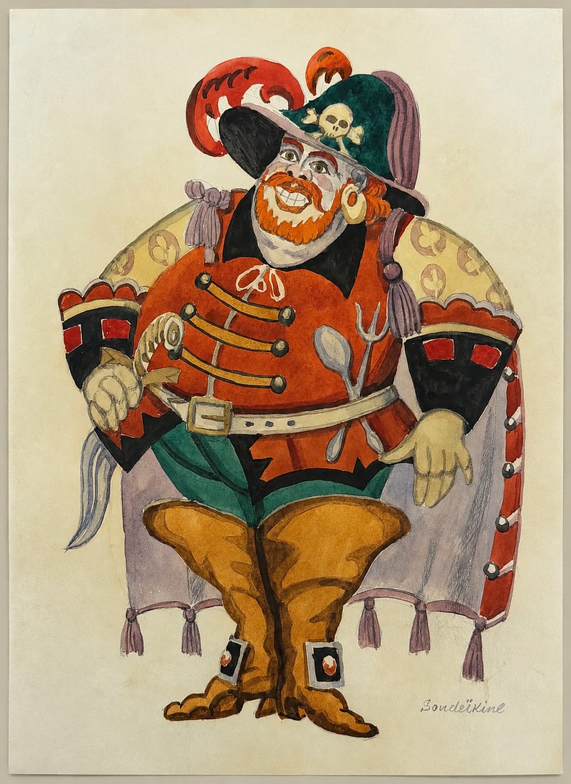 Serge Sudeikin (1882-1946), Theatrical Costume Design: Gouache on paper Signed lower right Dimensions:30.5 x 43 cm Provenance: Private collection of Joseph Katzenberg (b. 1901, Lithuania), owner of an art gallery established together