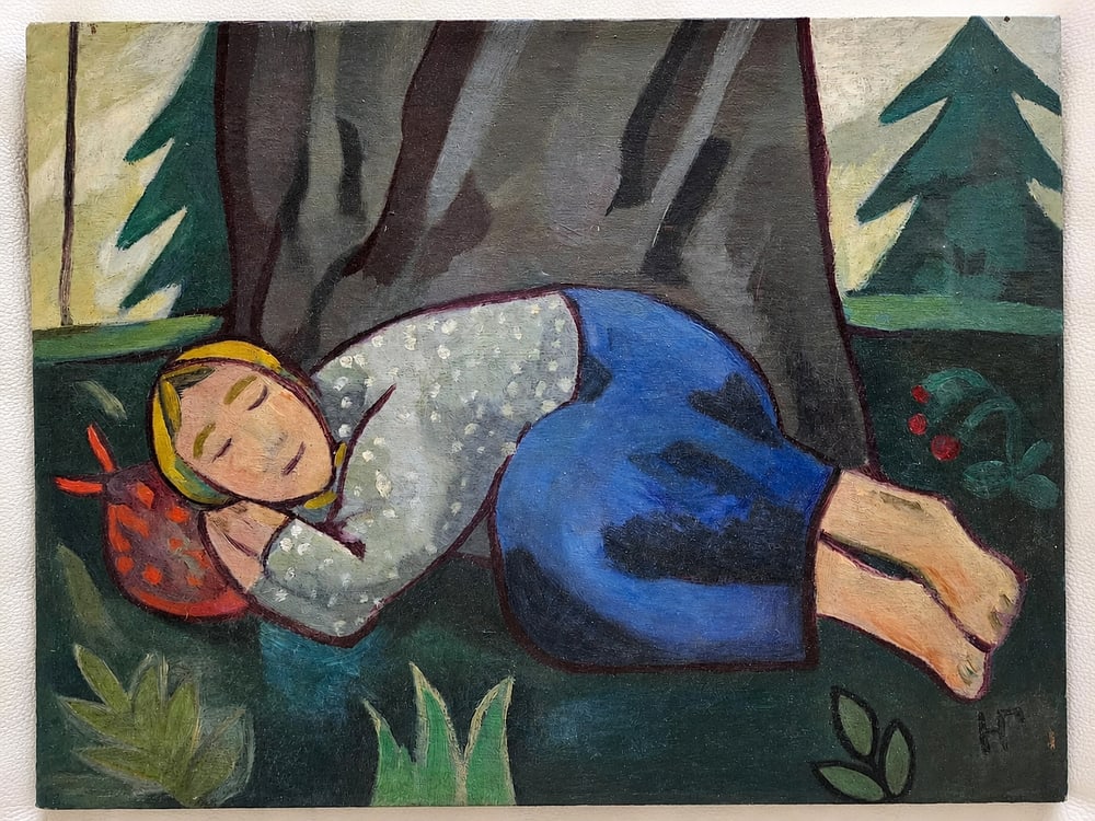 Natalia Goncharova (1881-1962), Sleeping Peasant Woman (1 of 3)
