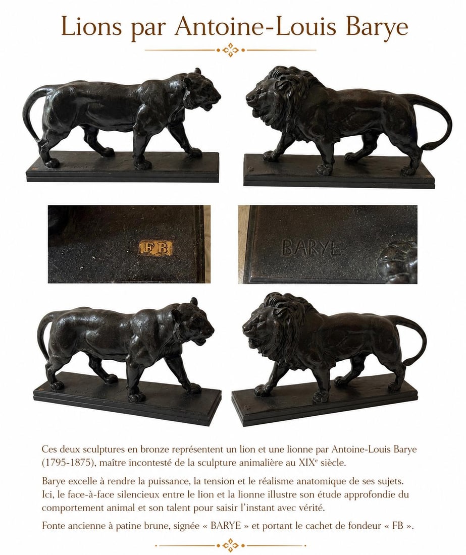 Antoine Louis Barye (1795-1875), Lions (1 of 2)