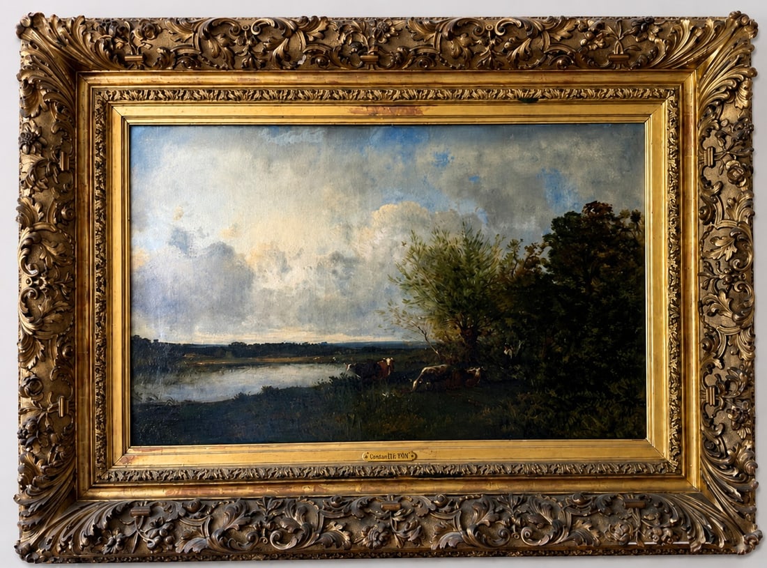 Victor Dupre (1816â€“1879), River Landscape at Dusk (1 of 2)