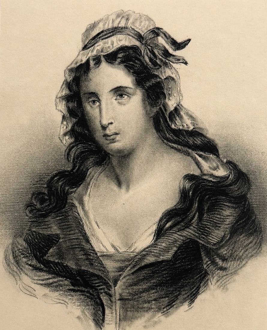 Portrait of Charlotte Corday (1768â€“1793): Charcoal and pencil on paper Inscribed on the reverse Dimensions:13.7 x 16.4 cm Provenance: Private collection of Jean-Philippe Ghaen, France Condition: Fo