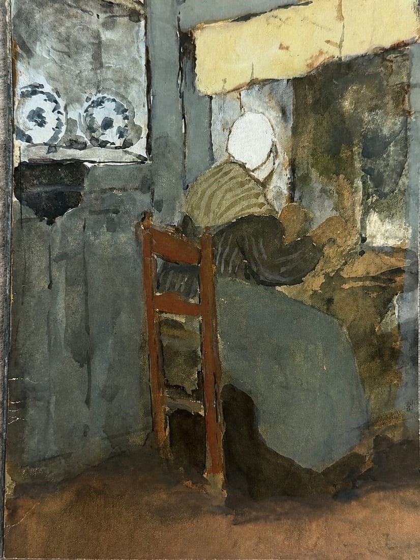 Vincent Willem van Gogh (1853-1890), Woman Seated by the Hearth: Vincent Willem van Gogh (1853-1890), Woman Seated by the Hearth Gouache on book cover Dimensions: 16.5 × 22.5 cm Inscribed on the reverse Provenance: Private collection of Jea