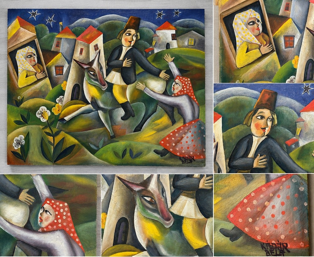 Bela Kadar (1877-1956), Rider in a Village: Bela Kadar (1877-1956), Rider in a Village Oil on canvas Dimensions: 55 × 69.5 cm Signed lower right Provenance: Private Collection, Tel Aviv Notes: Accom