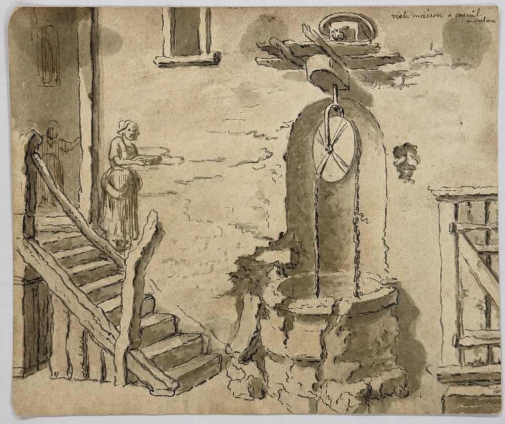 Jean-Jacques de Boissieu (1736-1810), Courtyard Well at Menil Montant (1 of 2)