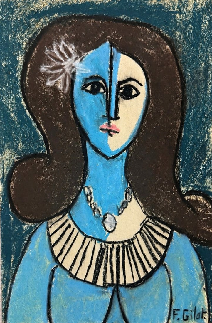 Francoise Gilot (1921-2023), Portrait of a Woman: Francoise Gilot (1921-2023), Portrait of a Woman Pastel on paper. Signed lower right Dimensions: 14.6 × 23 cm Provenance: Private Collection, T