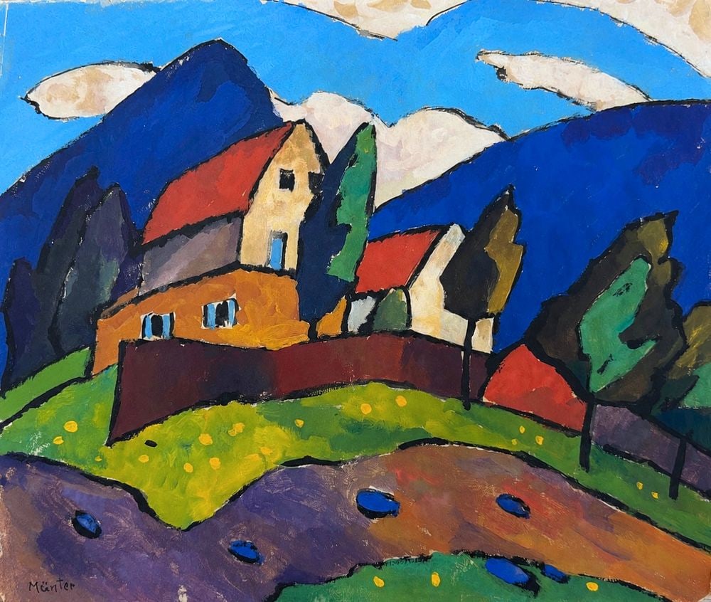 Gabriele M?nter (1877-1962), Village in the Mountains: Gabriele M?nter (1877-1962), Village in the Mountains Gouache on paper Dimensions: 27.8 × 32 cm Signed lower left Provenance:Acquired by Sophie Moscona from Hanna Becker pursu