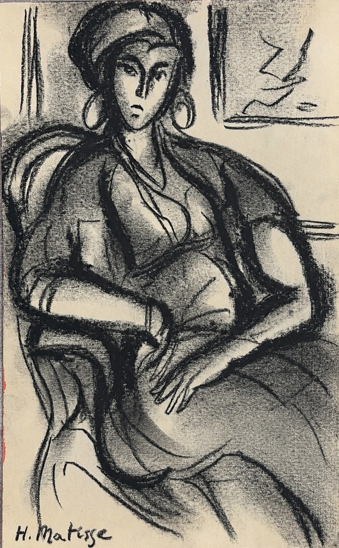 Henri Matisse (1869-1954), Seated Woman: Henri Matisse (1869-1954), Seated Woman Charcoal on paper Signed in the lower left Dimensions: 21.5 × 13.5 cm Provenance: Purchased directly from the artist in Pa