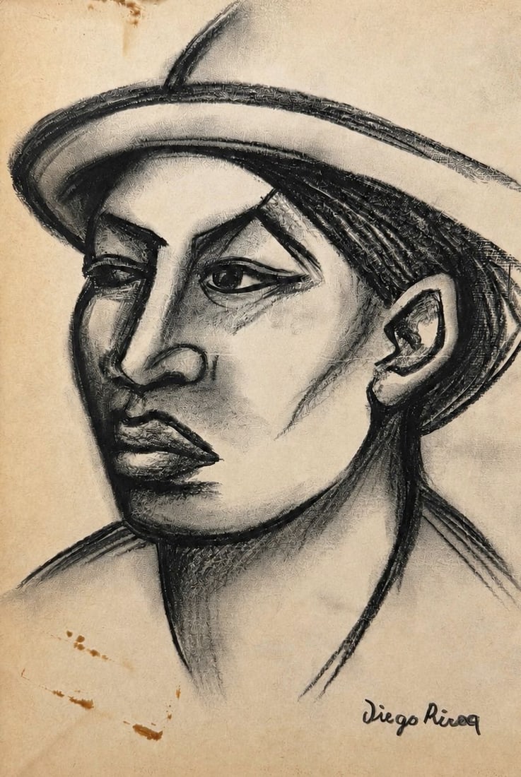 Diego Rivera (1886-1957), Portrait of a Young Man: Diego Rivera (1886-1957), Portrait of a Young Man Charcoal on paper Signed lower right Dimensions: 16.5 × 24.7 cm Provenance: Purchased directly from the artist in Pari