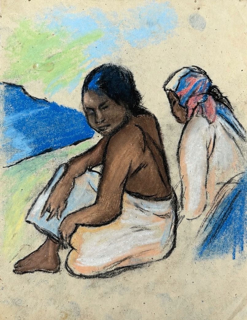 Attributed to Paul Gauguin (1848-1903), Two Tahitian Women: Attributed to Paul Gauguin (1848-1903), Two Tahitian Women Charcoal on paper Unsigned Dimensions: 16.2 × 21 cm Provenance:Purchased directly from the artist in Paris Su