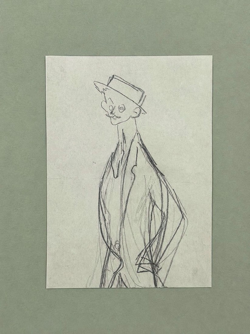 Attributed to Amedeo Modigliani (1884-1920), Standing Figure in a Hat: Attributed to Amedeo Modigliani (1884-1920), Standing Figure in a Hat Pencil on paper Inscribed on the reverse Dimensions: 12 × 16.8 cm Provena