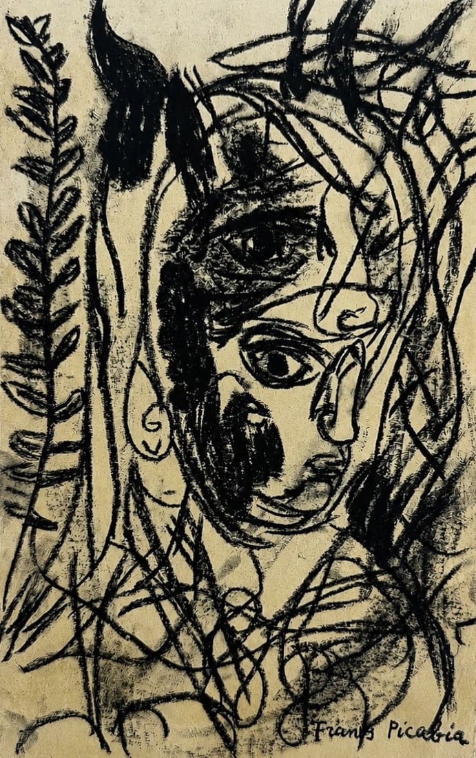 Francis Picabia (1879-1953), Abstract Portrait: Francis Picabia (1879-1953), Abstract Portrait Charcoal on paper Signed lower right Dimensions: 13.1 × 21.5 cm Provenance:Purchased directly from the artist in Paris Su