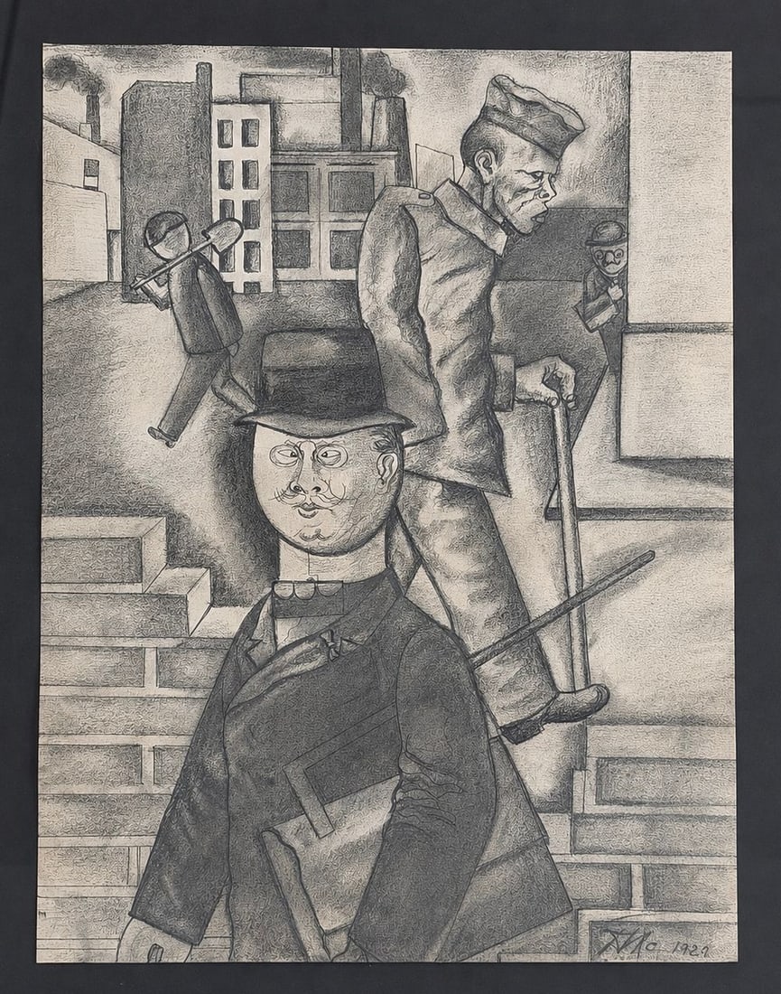 Otto Dix (1891-1969), Street Scene: Otto Dix (1891-1969), Street Scene Charcoal on paper Signed and dated 1932 lower right Dimensions (excluding frame): 24 × 32 cm Dimensions (including