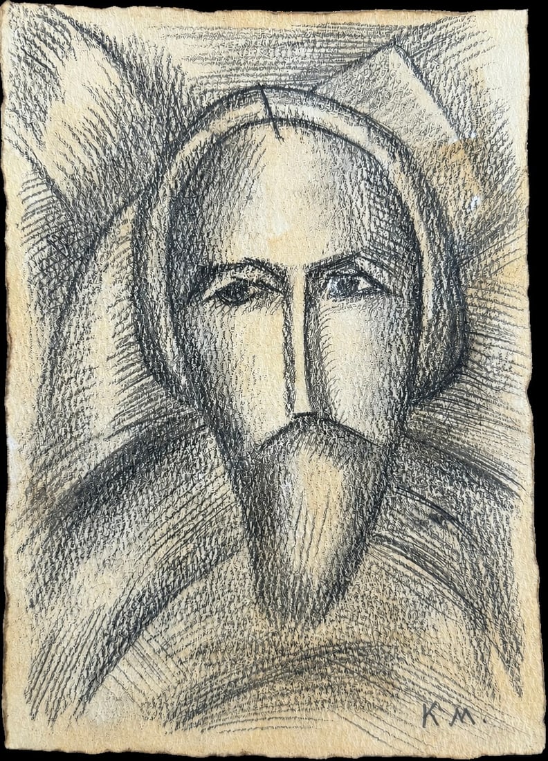 Kazimir Malevich (1879-1935), Head of a Bearded Man: Kazimir Malevich (1879-1935), Head of a Bearded Man Charcoal on paper Monogrammed lower right Dimensions: 15 × 21 cm Provenance: