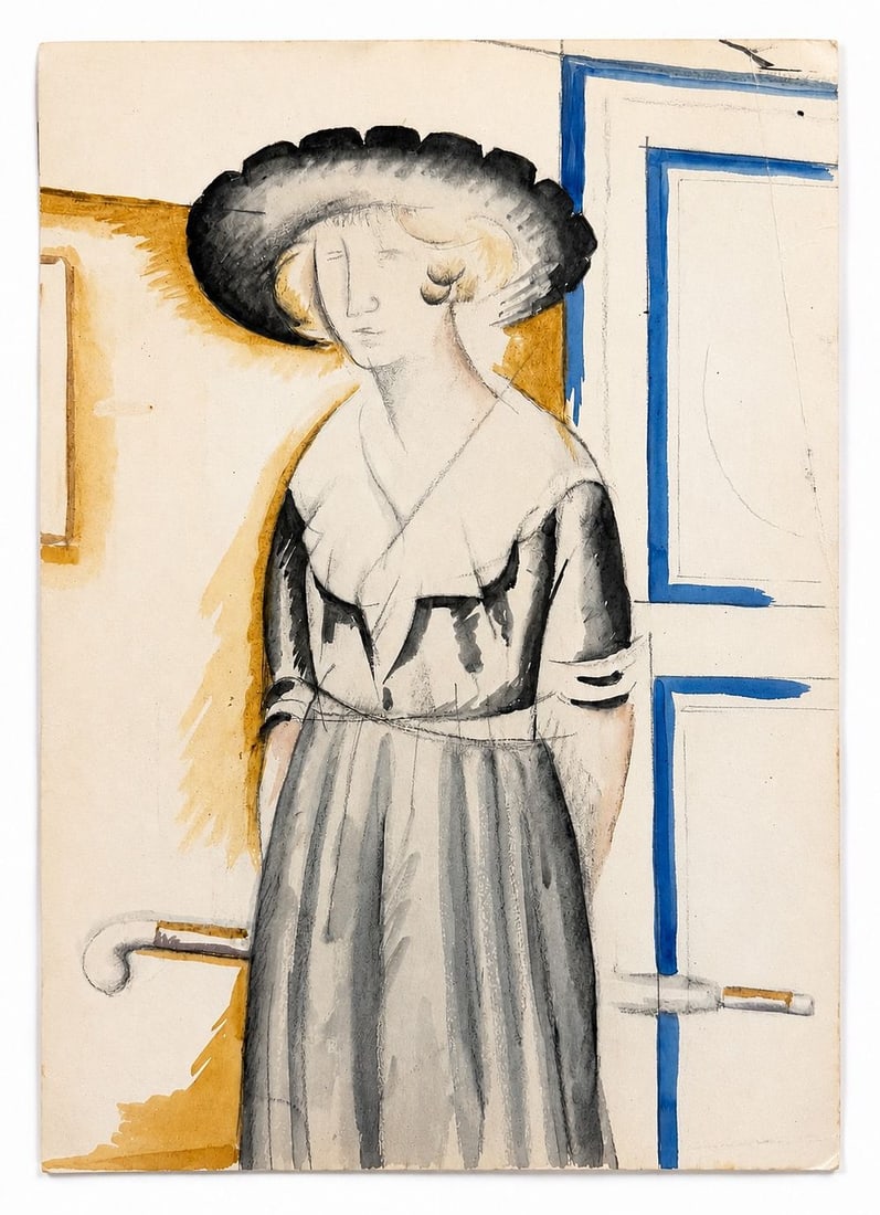 Kees van Dongen (1877-1968) Young Woman in a Black Hat: Watercolor and ink on paper Inscribed on the reverse. Dimensions: 22.5 × 30.5 cm Provenance: Private collection of Jean-Philippe Ghaen, France