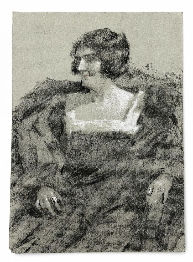 Antoine-Louis Manceaux (1795-1861) Seated Woman: Charcoal on paper Unsigned Dimensions: 23 × 31.8 cm Provenance: Private collection of Jean-Philippe Ghaen, France