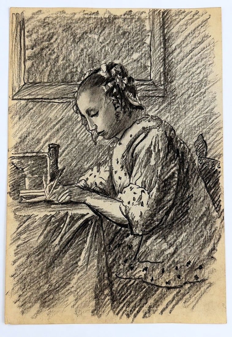 Unknown Artist, The Letter: Mixed media on paper. Unsigned Dimensions: 17.5 × 25.5 cm Provenance: Private Collection, Tel Aviv