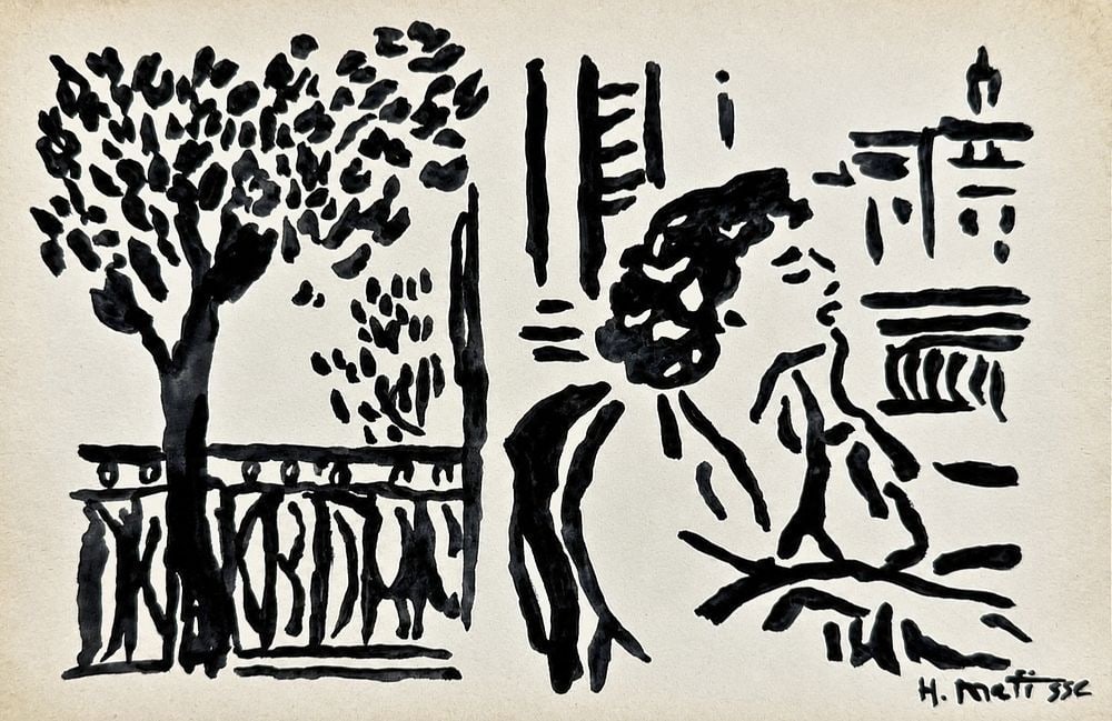 Henri Matisse (1869-1954), Garden Scene: Ink on paper. Signed lower right. Dimensions: 15.6 × 24 cm Provenance:Purchased directly from the artist in Paris Subsequently held