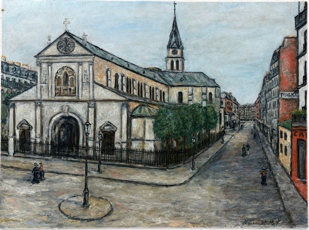 Attributed to Maurice Utrillo (1883-1955), Eglise Saint-Germain-des-Pres: Oil on canvas Signed lower right Dimensions: 59 × 79 cm Provenance:Privet collection , Tel Aviv Additional Information: The work is sold strictly ?as