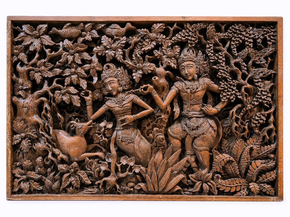 Hand-carved wooden relief, Bali, Indonesia, early 20th century: Hand-carved wooden relief Dimensions: 56 x 39.5 cm Private collection, Haifa Condition: For a detailed condition report, please contact us at info@hammersite.com